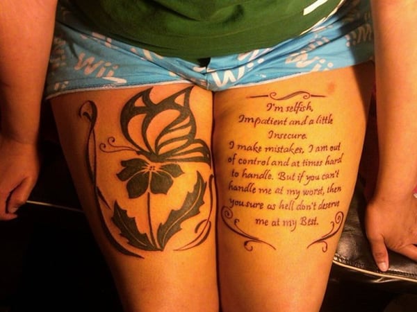 Quotes-flower thigh-tattoo