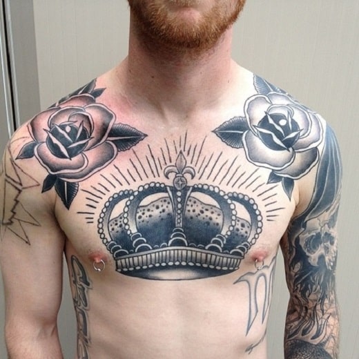 big-crown-tattoo-on-chest