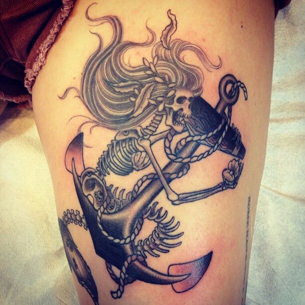mermaid skeleton tattoo