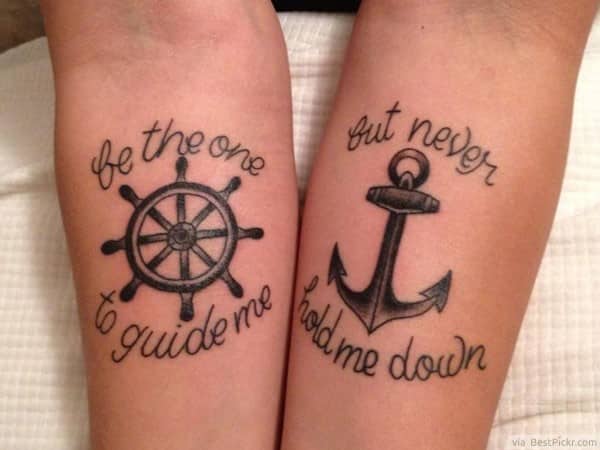 Anchor-Wheel-matching-tattoo-for-couples-in-love