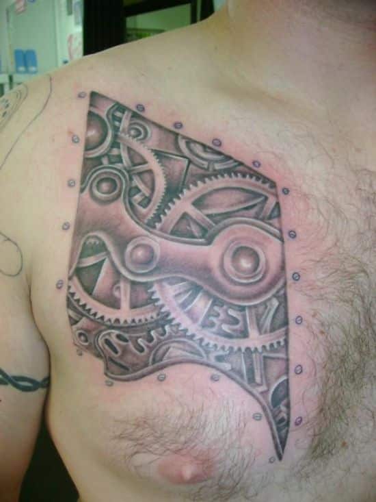Cool-chest-biomechanical-tattoo-idea