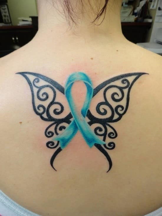 butterfly ribbon breast cancer tattoos