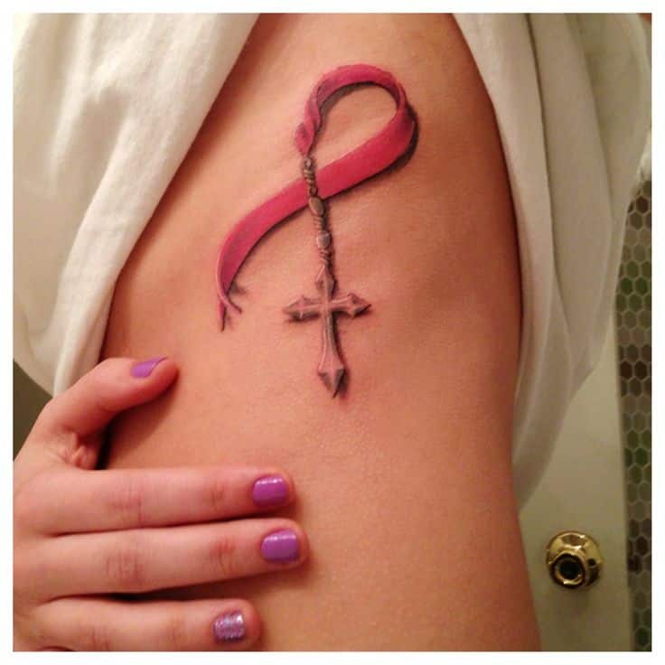 simple breast cancer tattoos for women