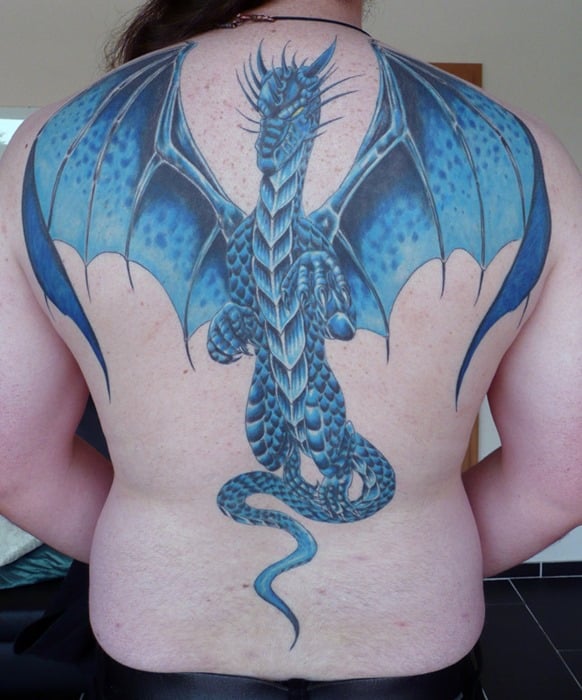 Amazing-Back-Blue-Dragon-Tattoo-for-Women