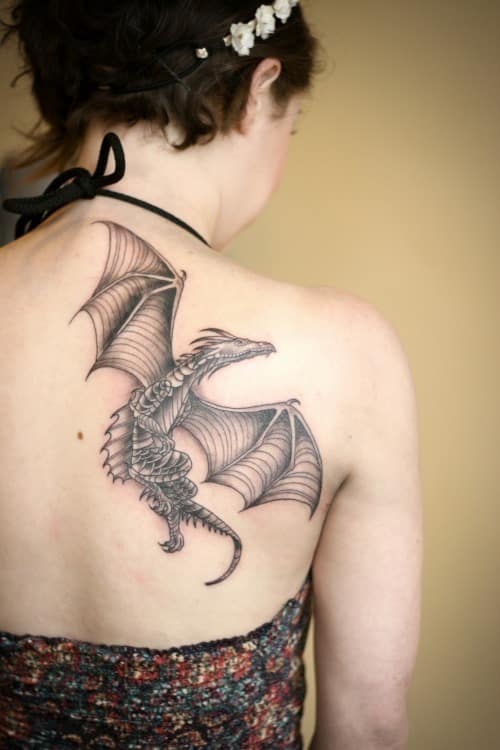Female-Dragon-Tattoo-on-Shoulder