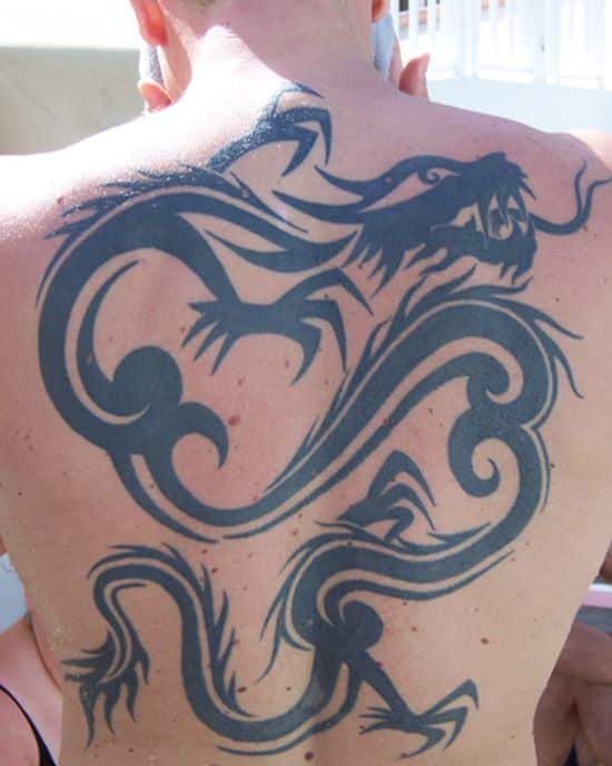 Jet-black-dragon-tattoo-on-the-back