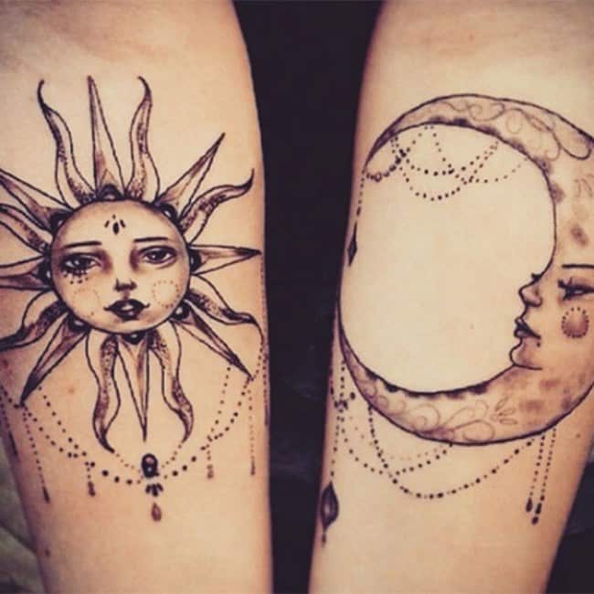 couples-tattoos-cute-sun-moon