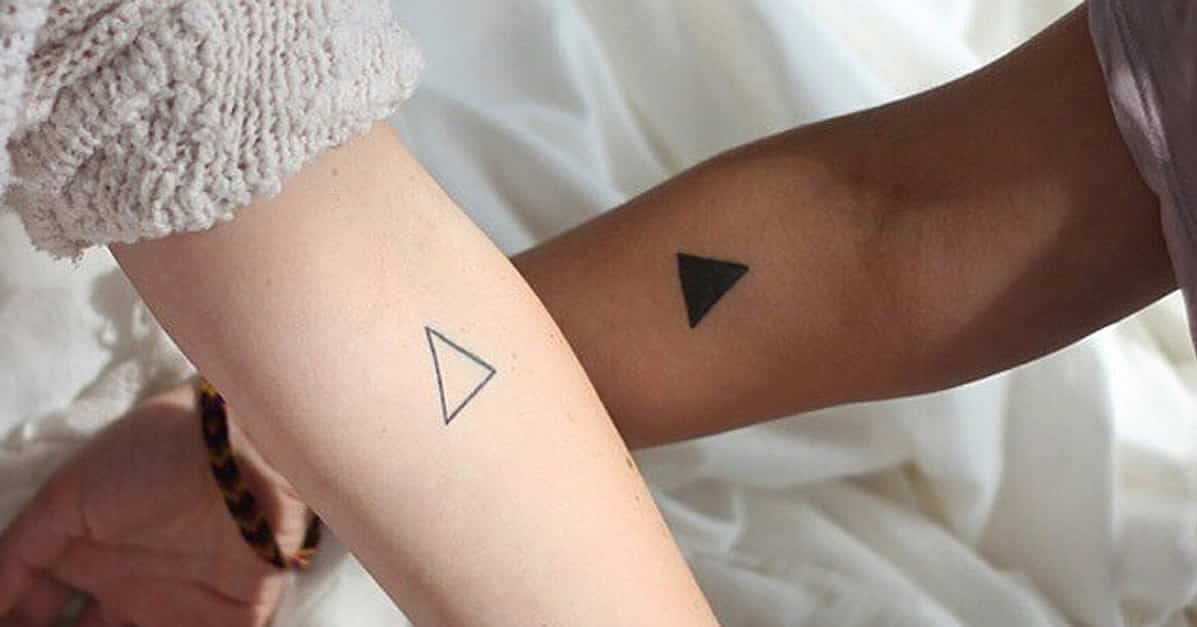 triangle huband wife matching tattoos for couples love