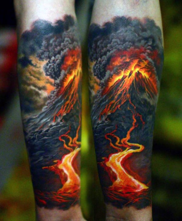mens-forearm-sleeve-volcano-hot-lava-badass-tattoos