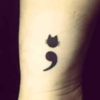 cat semicolon tattoo idea
