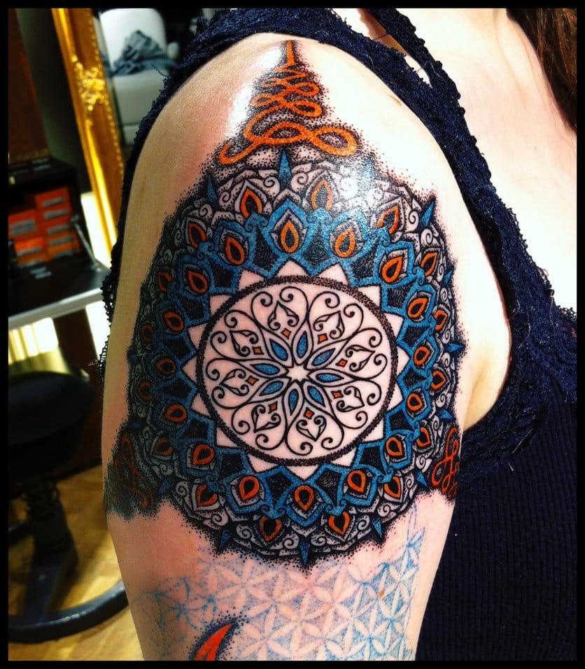 colorful mandala design tattoo