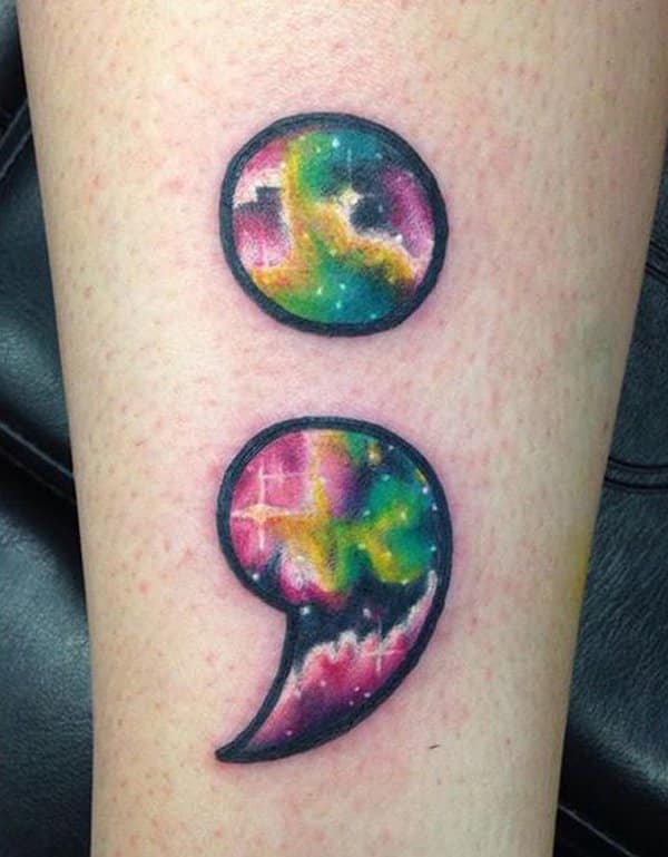 semicolon tattoo galaxy universe