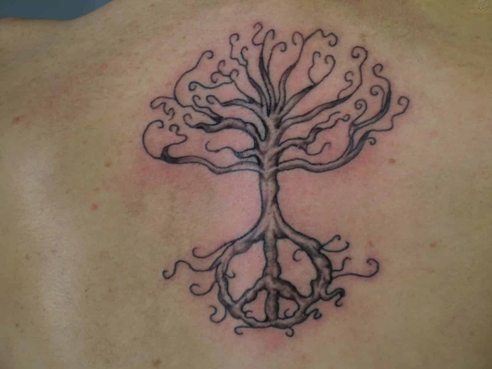 Cool Hippie Tree Tattoo Design