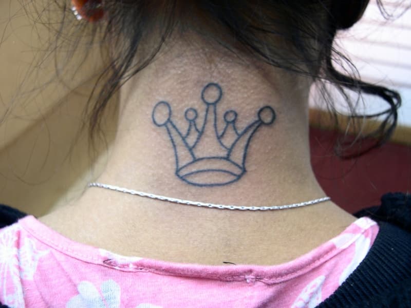 Crown Tattoo On Back Neck