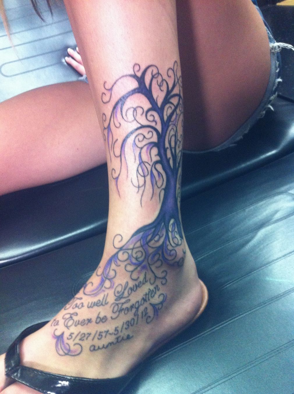 Willow Tree Leg To Foot Tattoo