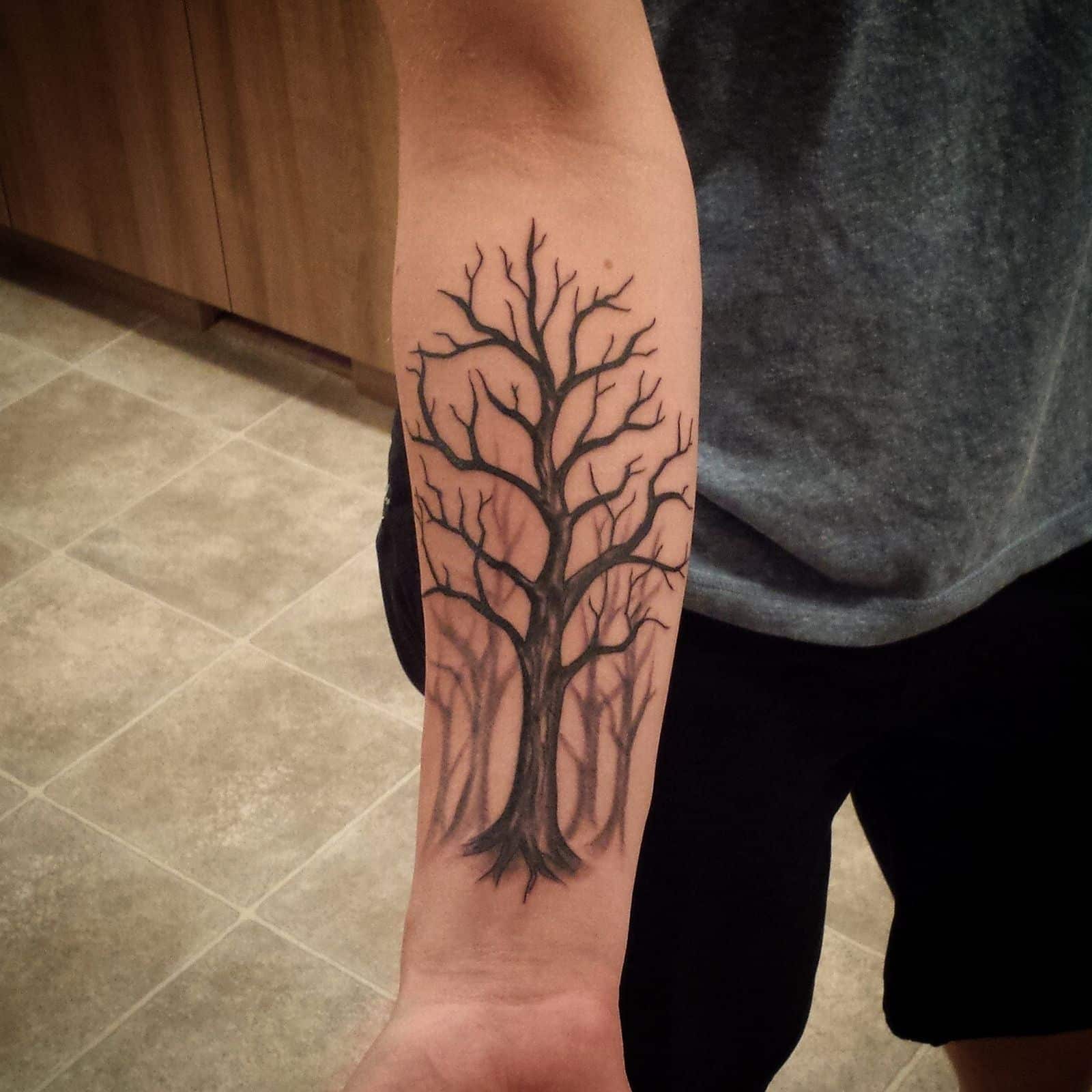Dead Trees Arm Tattoo