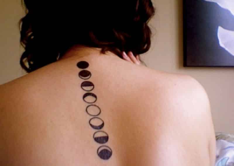 moon phases spine tattoos art