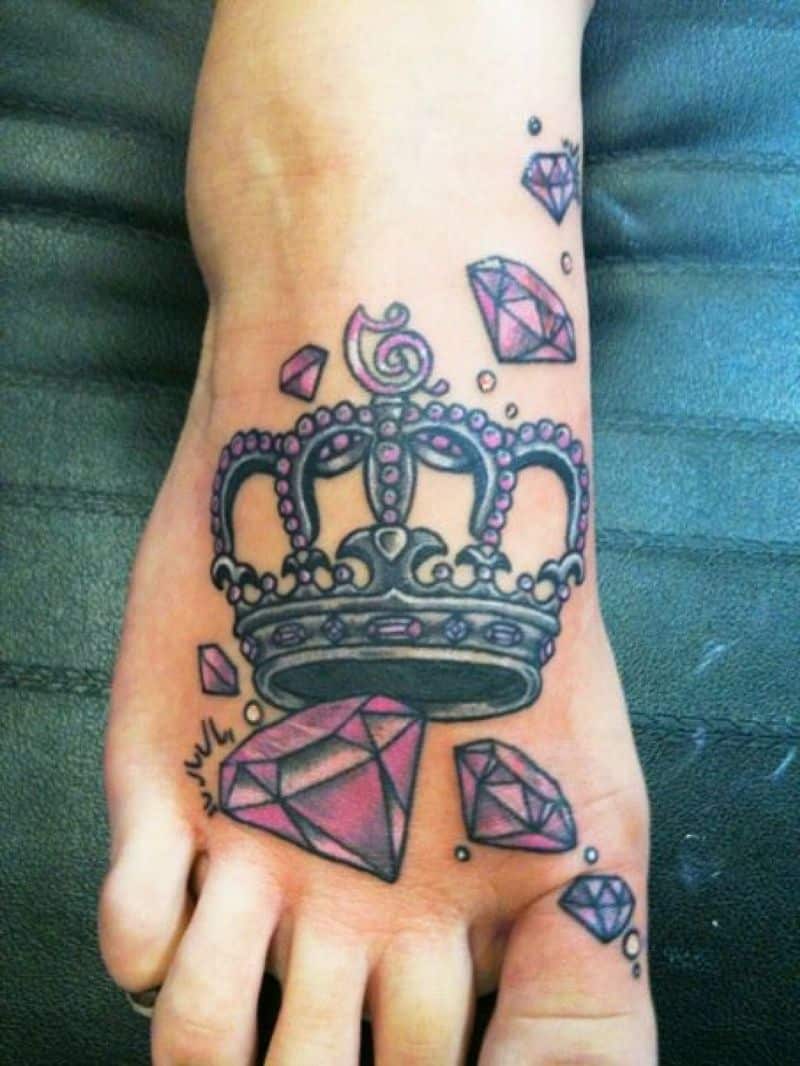 queen crown tattoos on foot