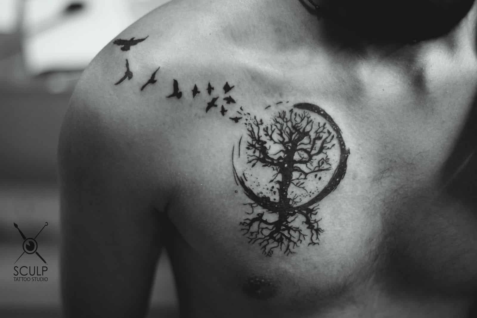 Tree Of Life Chest Tattoo