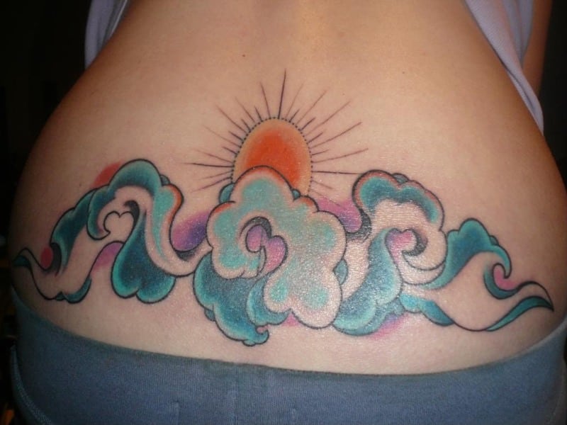 Cloud Tattoos On Lower Back