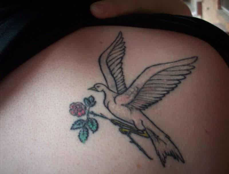 Dove And Flower Tattoos