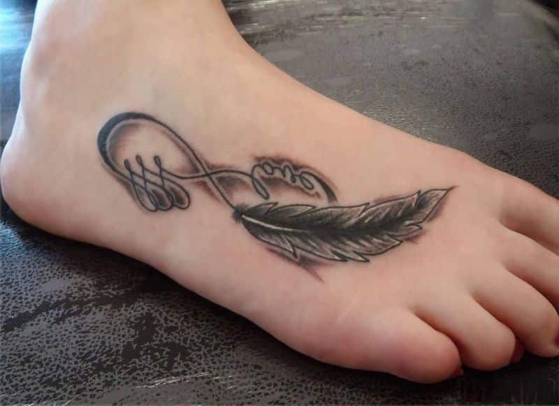 Fabulous Infinity And Feather Tattoo Design
