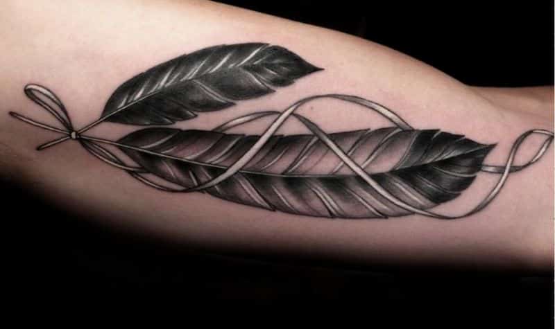 Feather Tattoo Design On Bicep