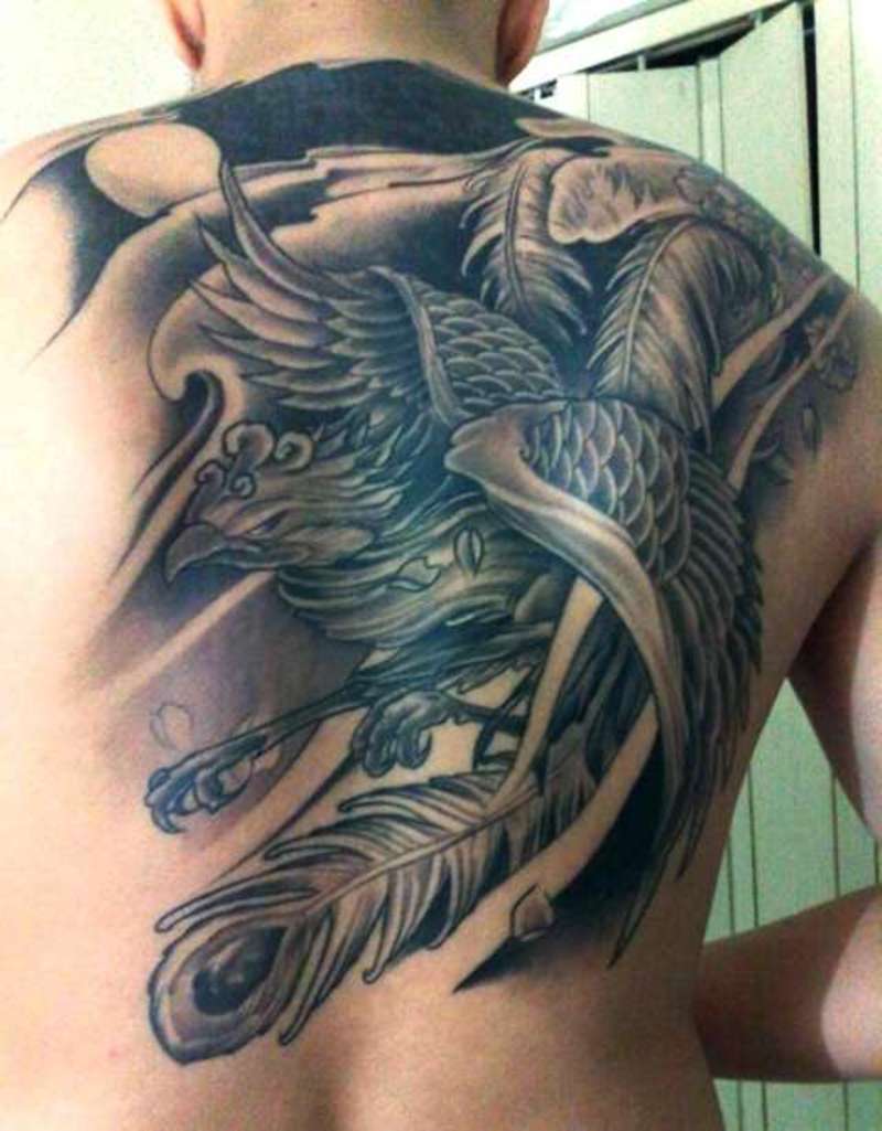 Impressive Flying Phoenix Tattoo