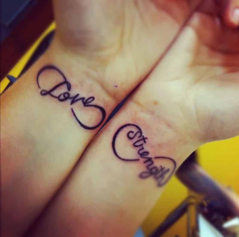 Infinity Love Strength Tattoo On Wrists