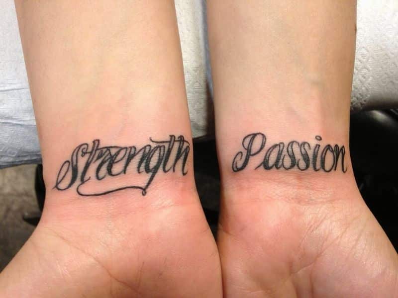 Lovely Strength Passion Tattoo On Wrists