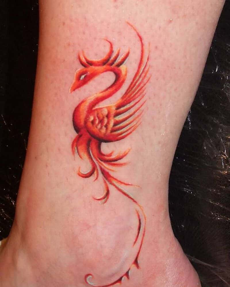 Small Phoenix Tattoo On Foot