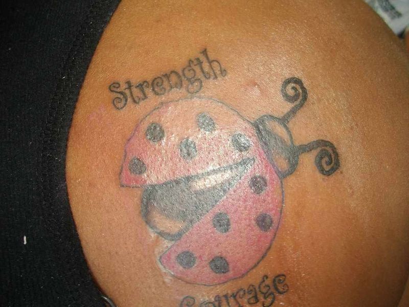 Strength Courage Ladybug Tattoo For Girls