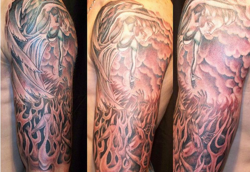 Guardian Angel Half Sleeve Tattoos
