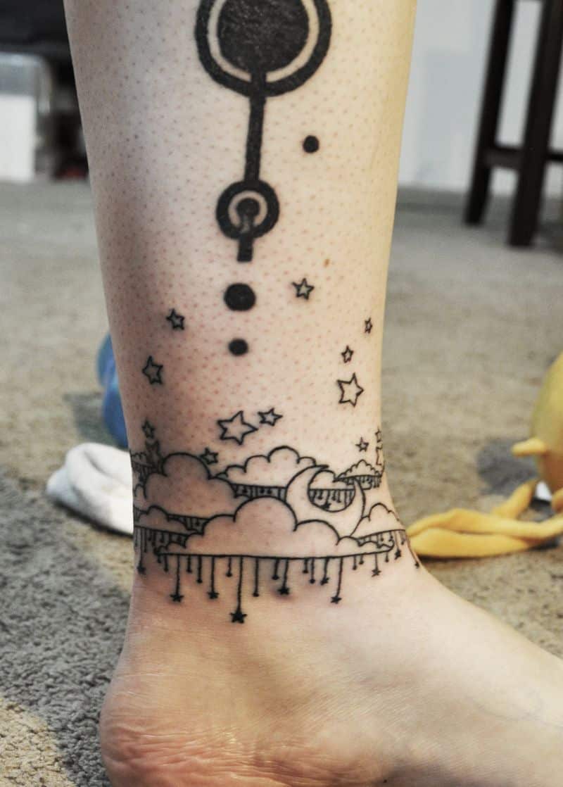 Moon And Cloud Tattoo
