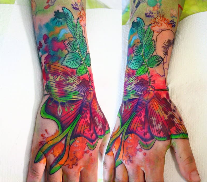 Watercolor Tattoo On Hand