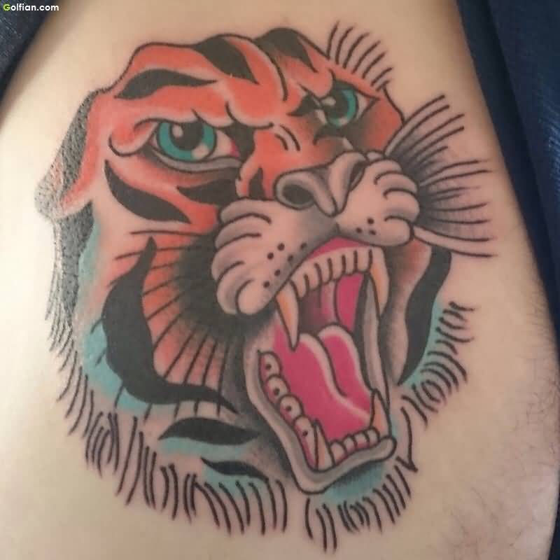 Scary Asian Tiger Face Tattoo