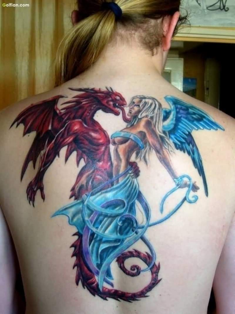 devil and angel tattoos