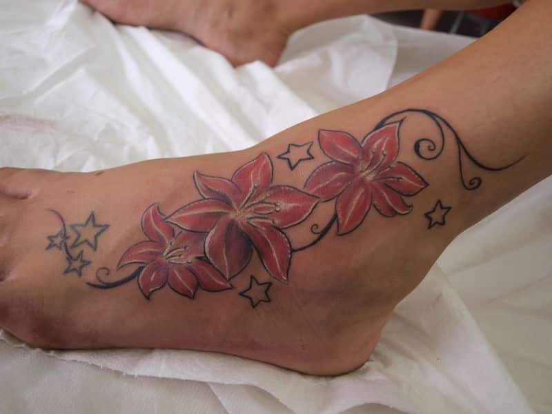 Flowers Ankle Tattoo