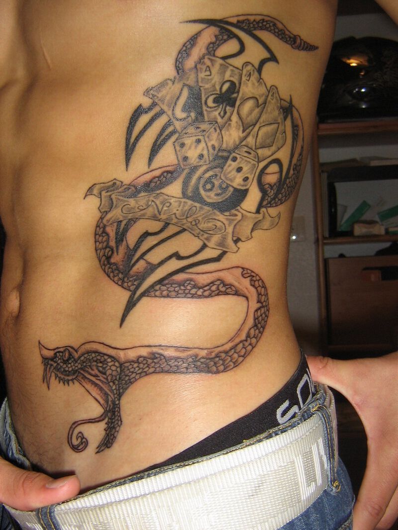 Rib Tattoo For Men Snake
