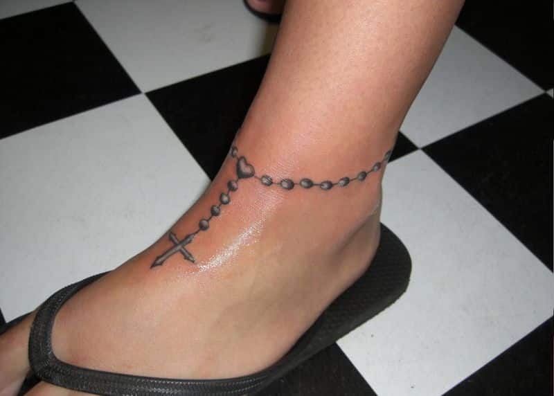 Rosary Beads Ankle Tattoos