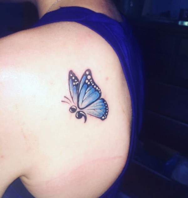Semicolon butterfly tattoos
