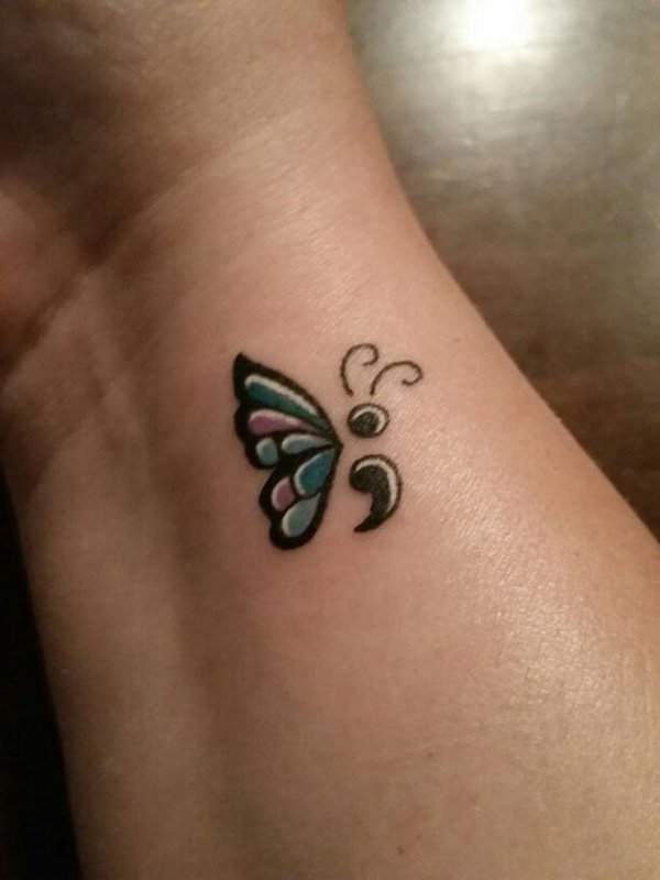 nice Semicolon butterfly tattoo meaning