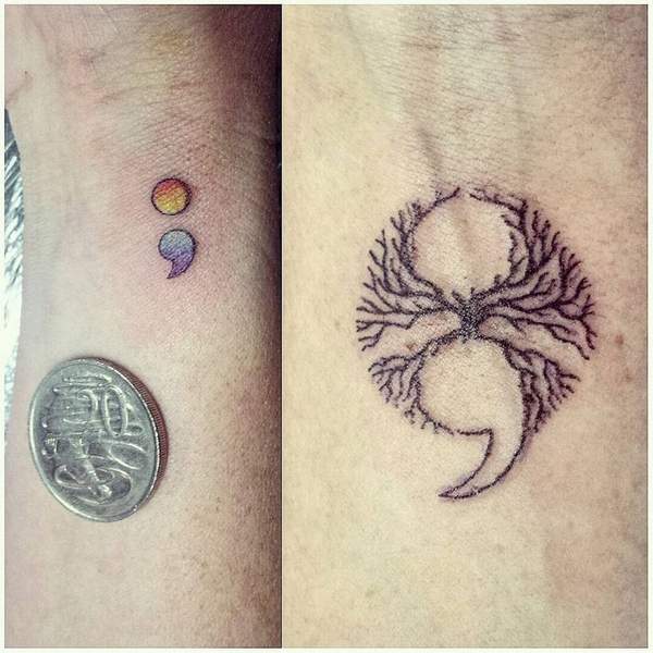 semicolon flower tattoo