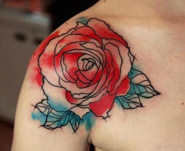 Rose Tattoo Design On Shoulder